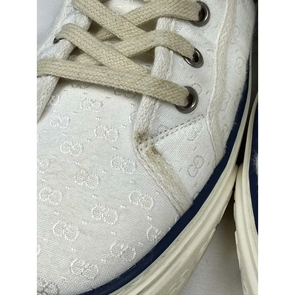 Men's Size 11.5 Gucci Tennis 1977 White GG Canvas Web Hight Top SPB-JB 366629